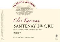 Domaine Chevrot - 1er cru  Clos Rousseau 2017 (Santenay - rouge)